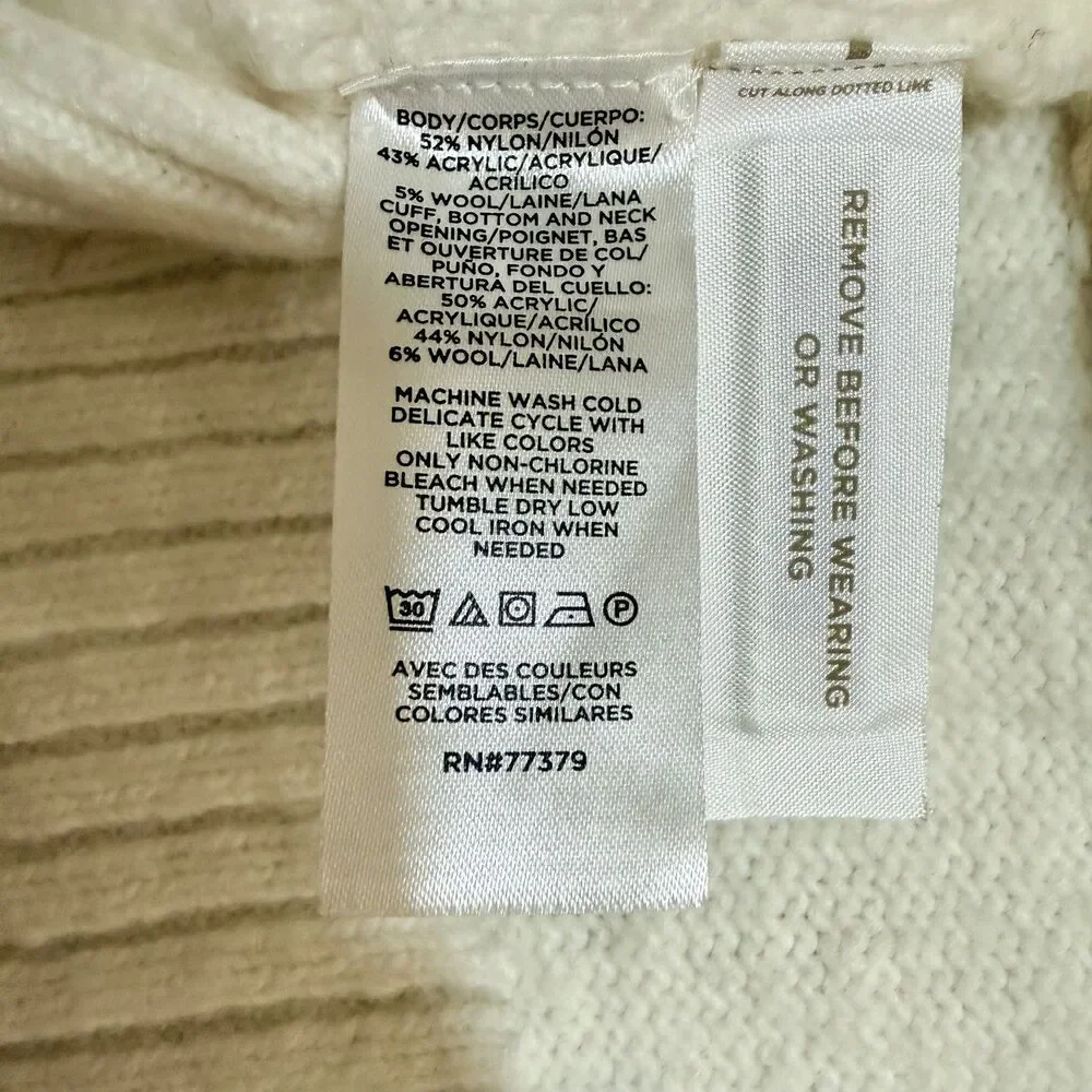 ANN TAYLOR Fair Isle Sweater Ivory Tan Black Wool Blend Size XSmall